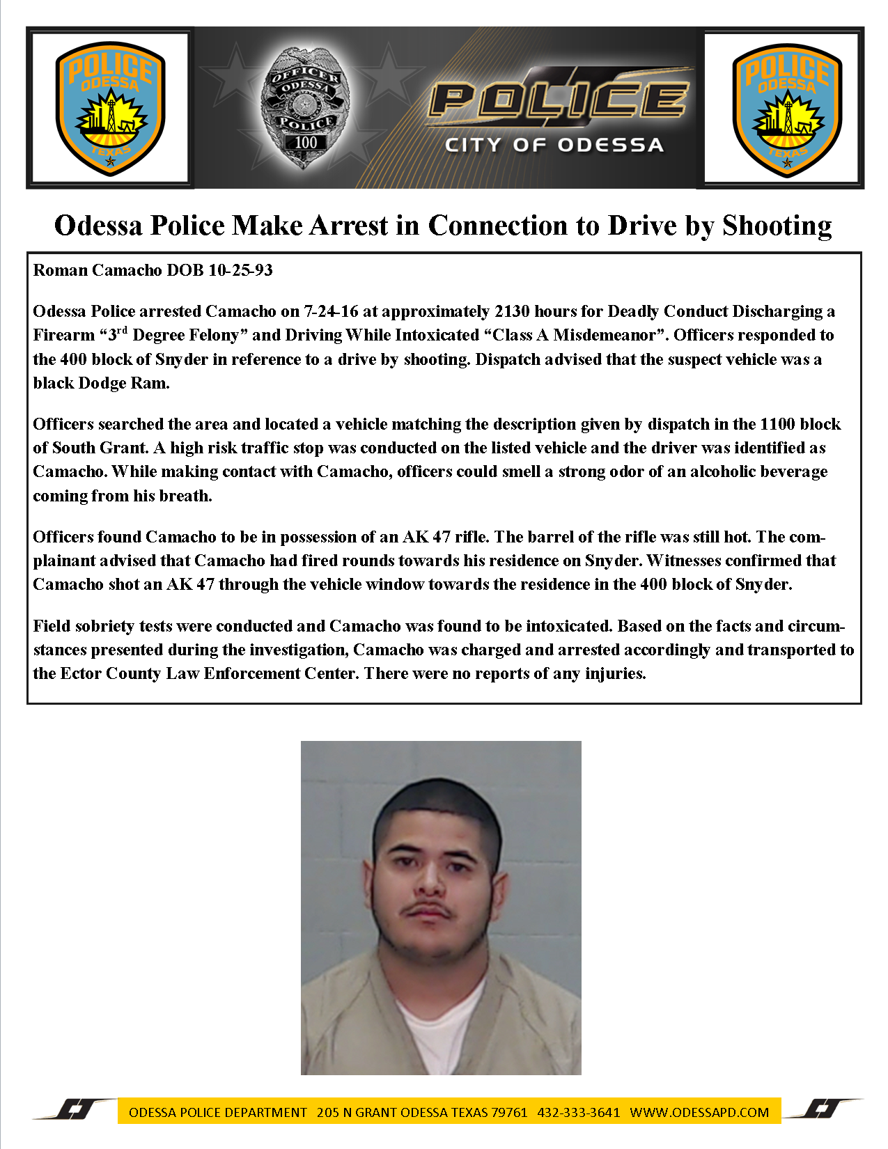 Odessa Police Make Arrest in Connection to Drive by Shooting in 400 ...