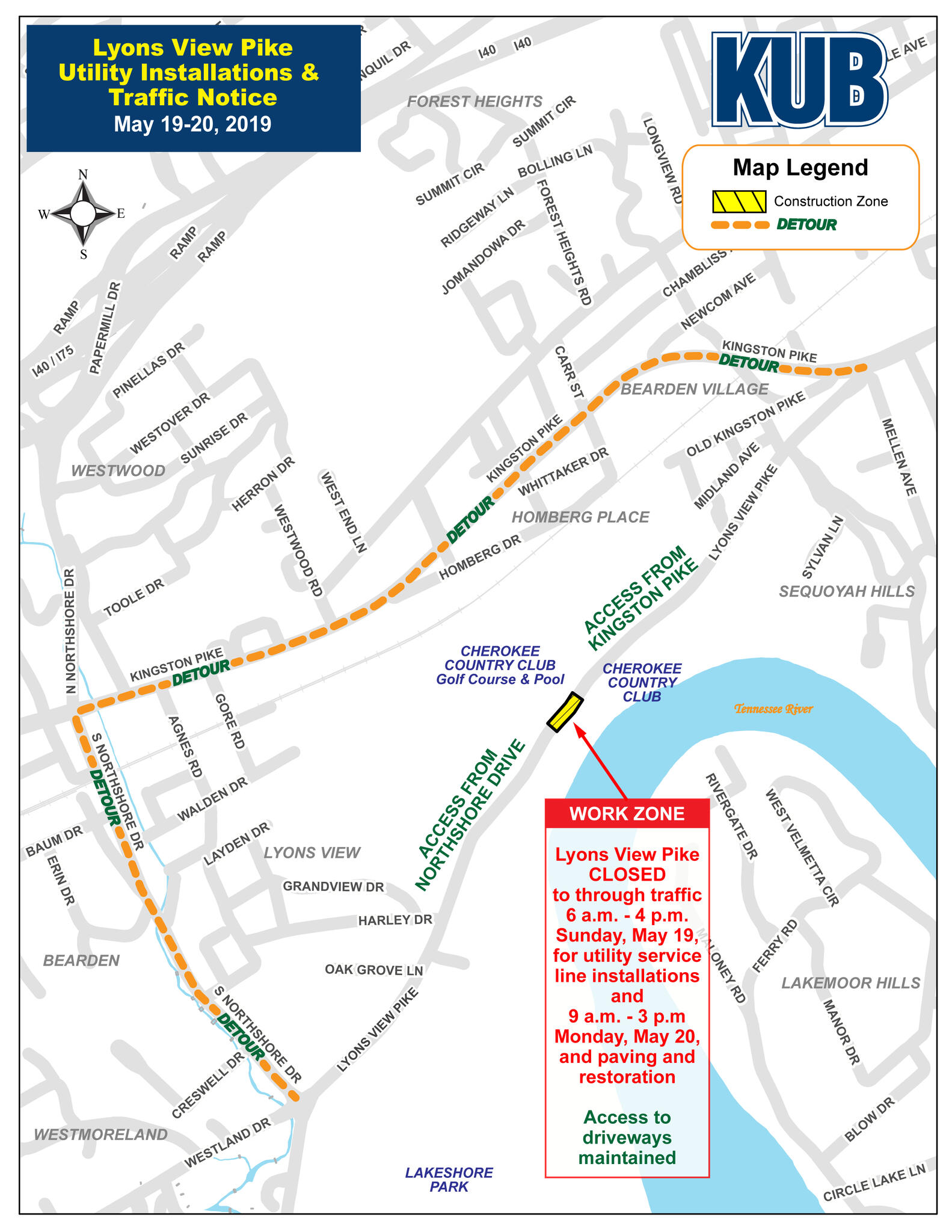 Lyons View Pike Utility Installations & Traffic Notice (Knoxville