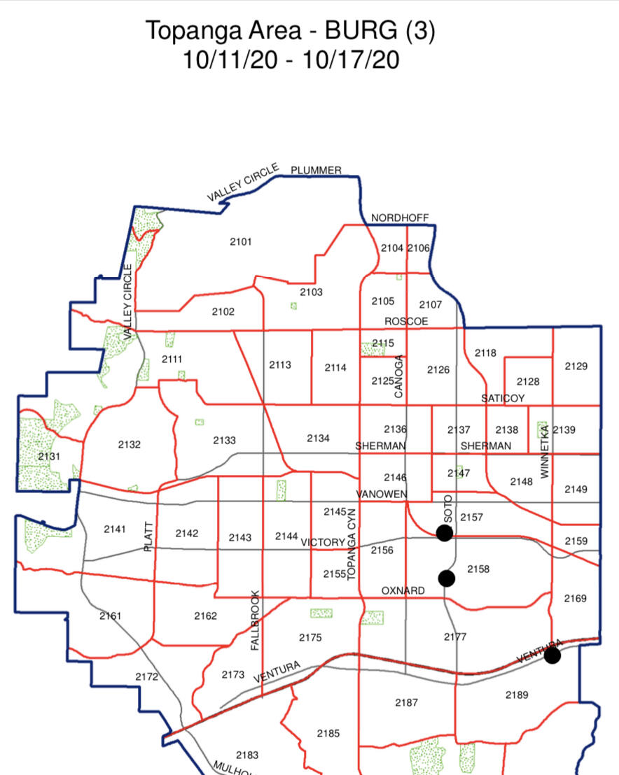 Lapd Topanga Division Weekly Crime Maps (los Angeles Police Department 