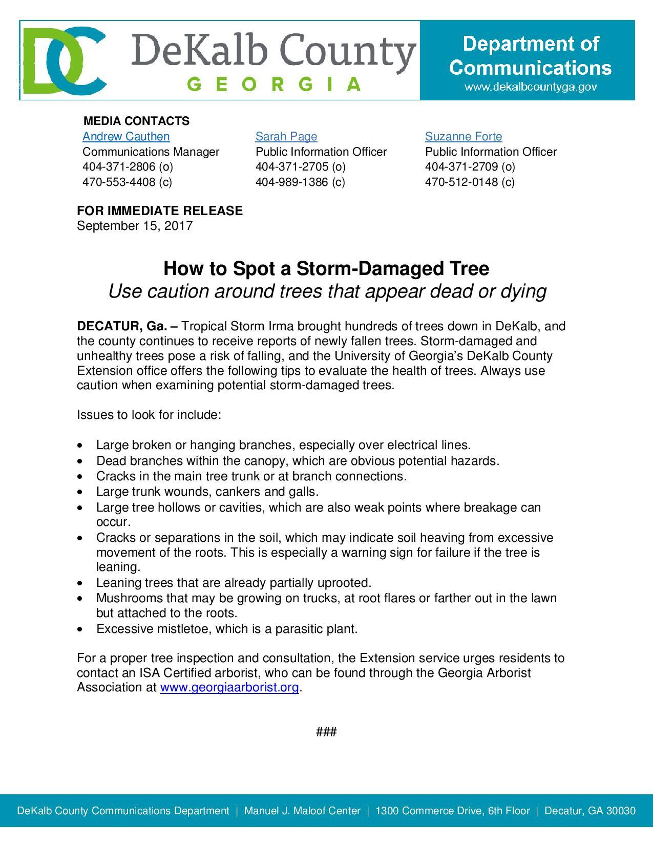 How to Spot a Storm-Damaged Tree (DeKalb County Police Department) | Nextdoor