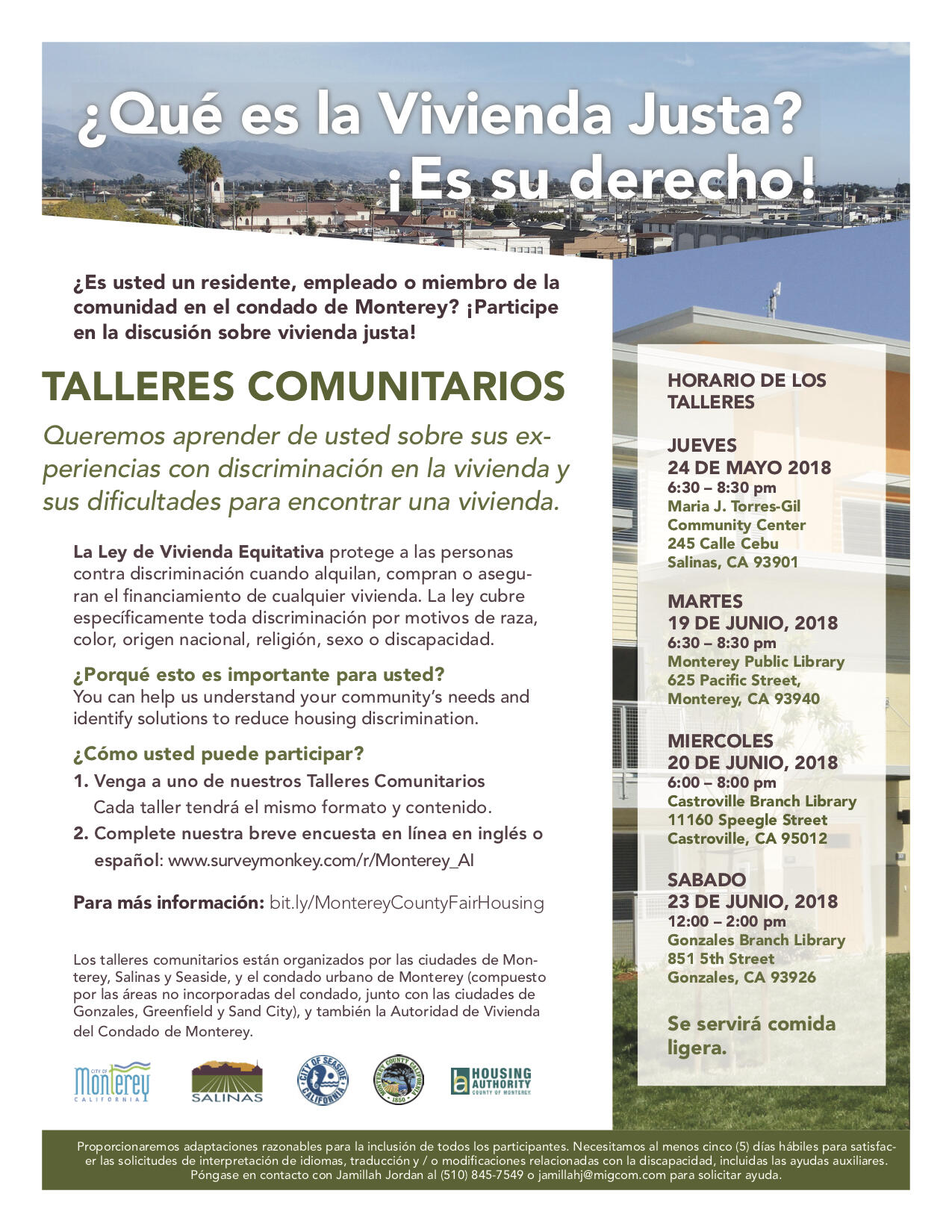 Reminder Fair Housing Community Workshop In Monterey On