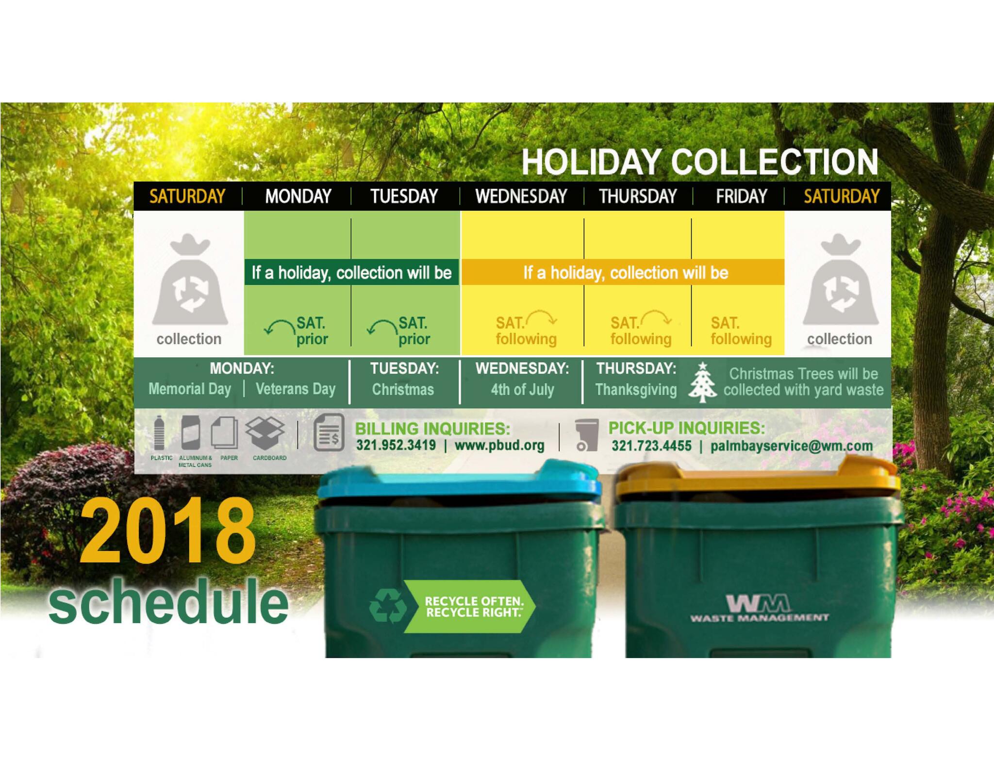 Waste Management Holiday Pickup Schedule (City of Palm Bay) — Nextdoor