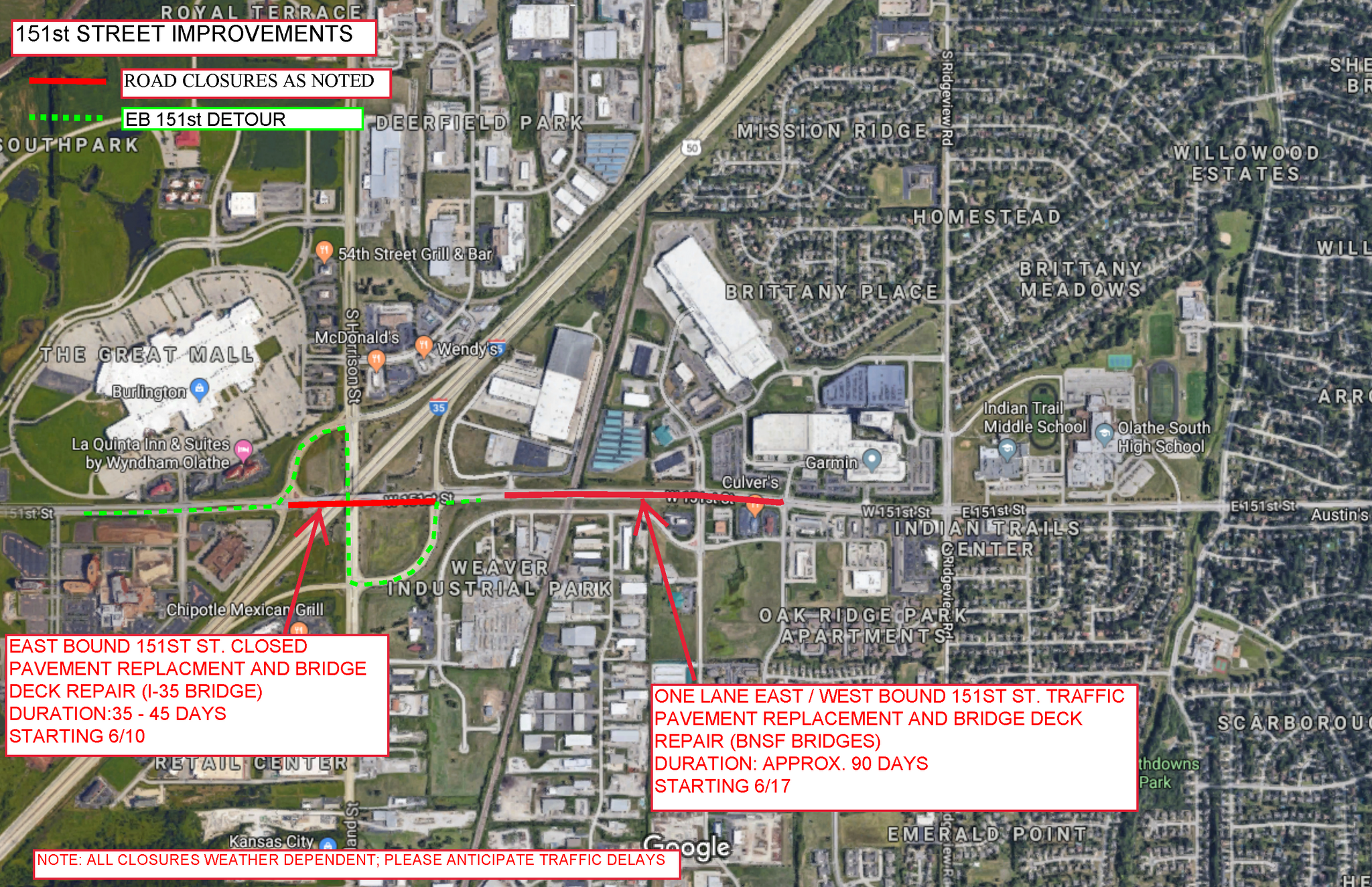 Upcoming Traffic Impacts - 151st St. Construction (City of Olathe ...