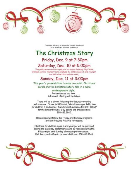 Dec 9 Hope Umc Yuletide Program The Christmas Story