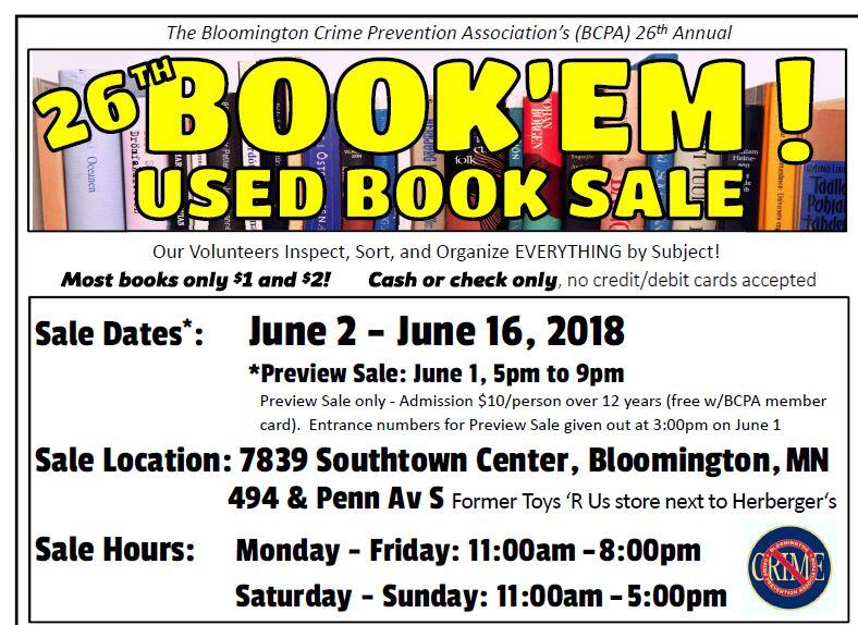 Book 'Em Used Book Sale starts today! (Bloomington Police Department