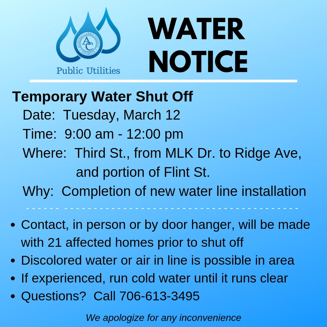 Temporary Water Shut off due to new water main installation (Athens