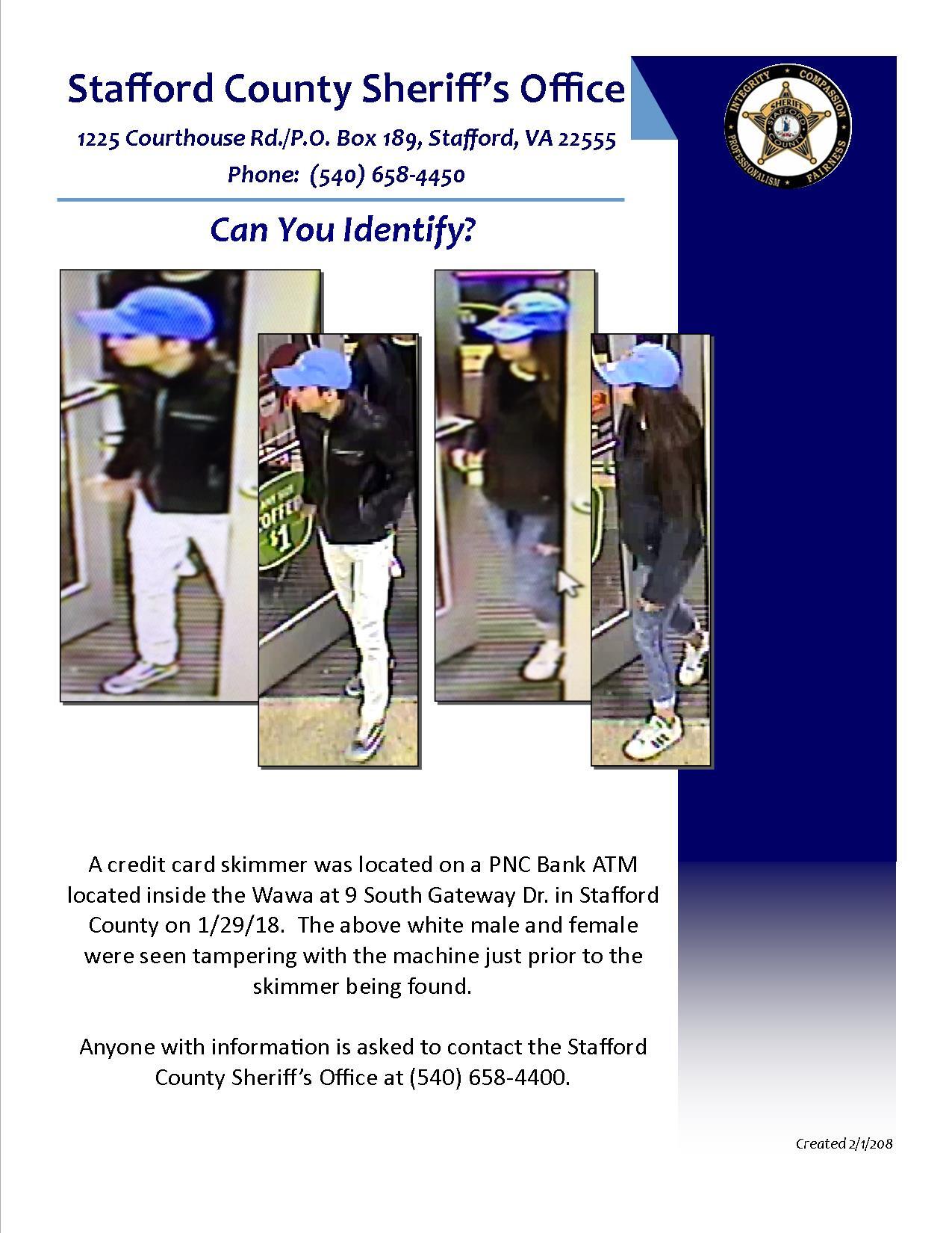 Can You Identify Atm Skimmer Suspects Stafford County