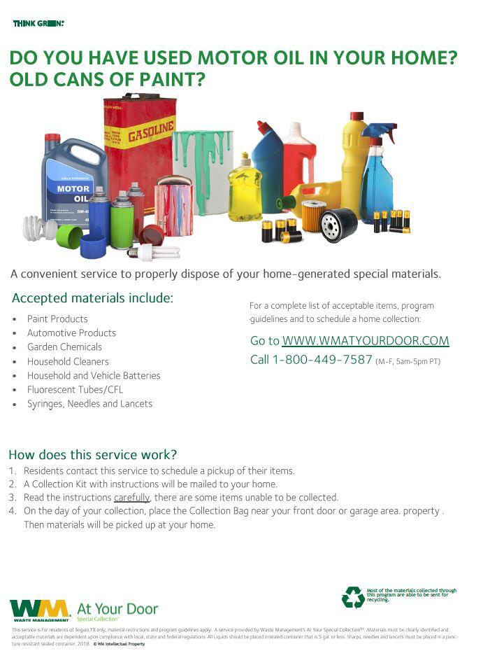 Free hazardous waste pickup available NOW! (City of Seguin) — Nextdoor