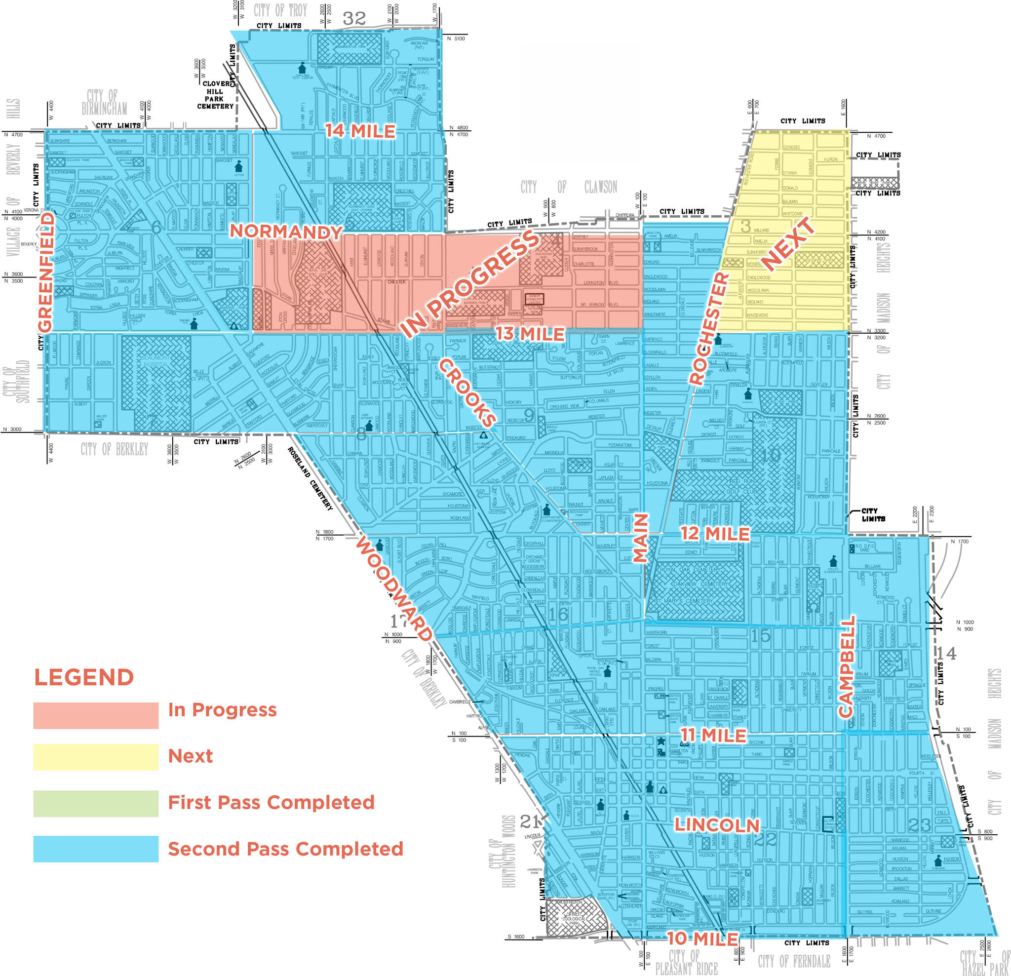 Leaf Collection Progress Map (City of Royal Oak) — Nextdoor — Nextdoor
