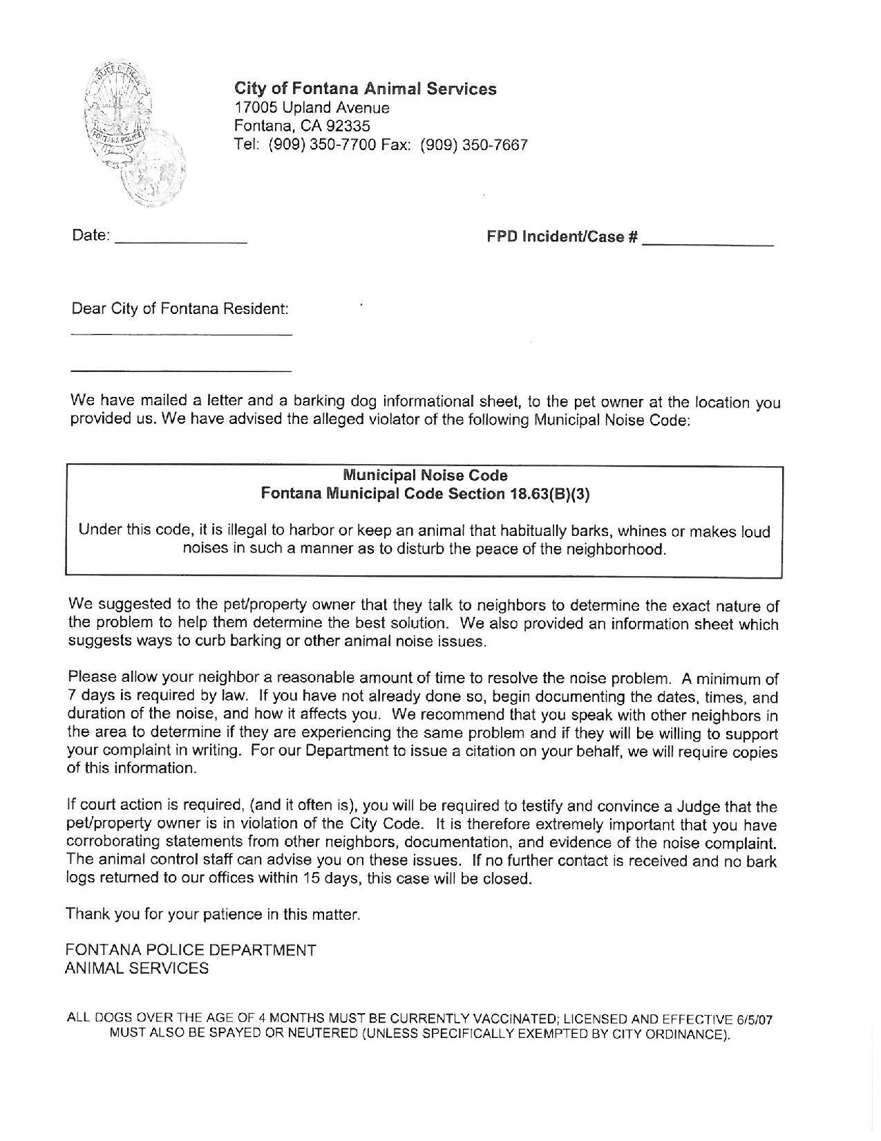 How to Report a Dog Barking Complaint (City of Fontana) — Nextdoor