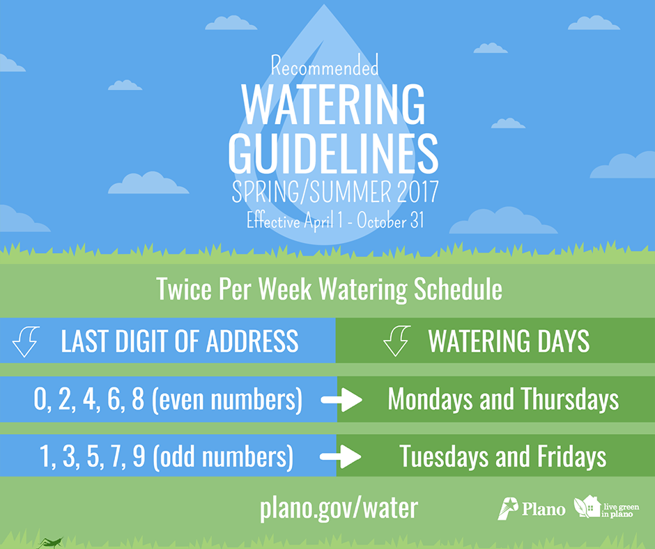 Summer Watering Guidelines Beginning April 1 (City of Plano) — Nextdoor