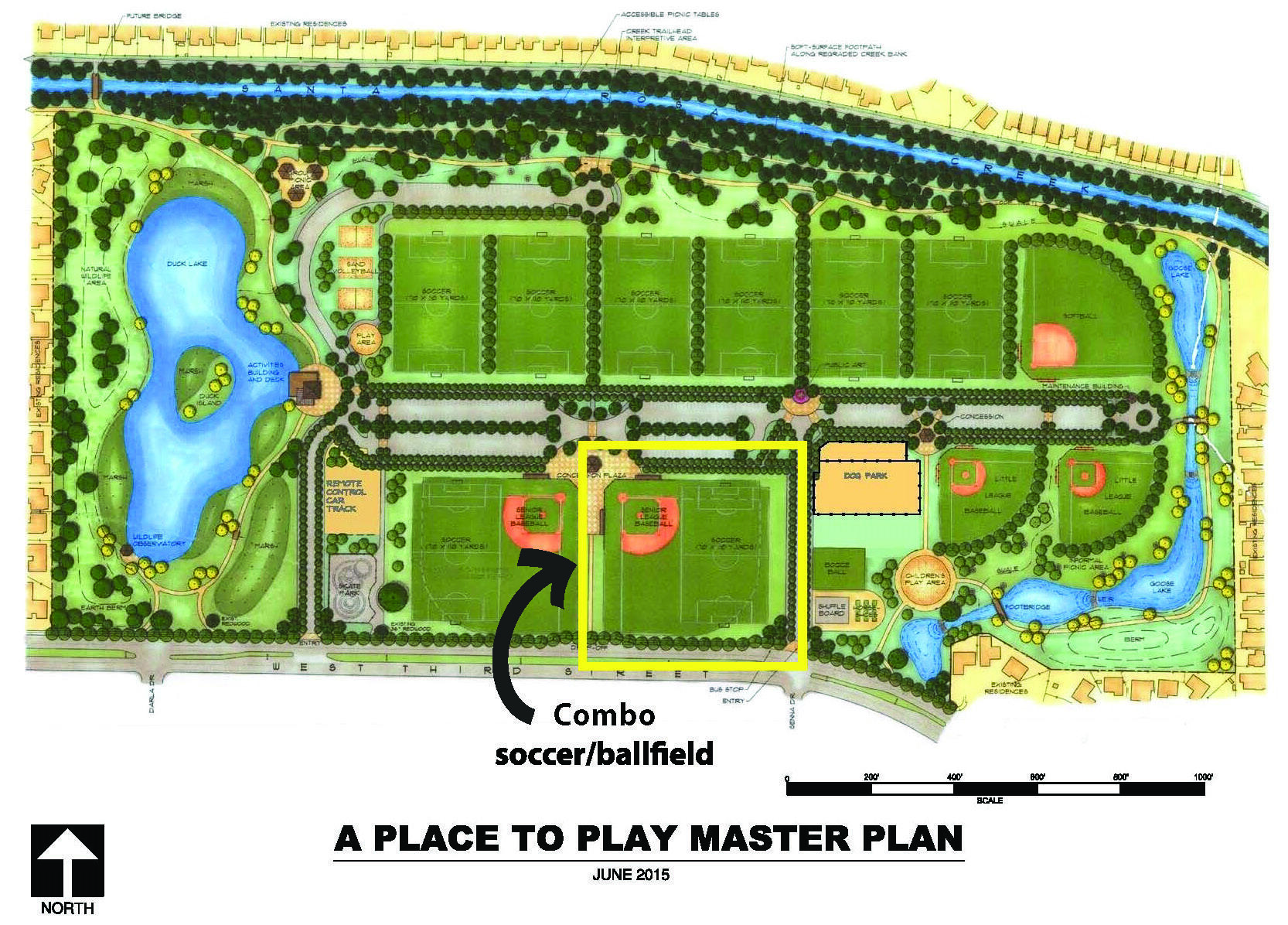 Public Input Needed Design features for combo soccer & ball field at A Place to Play Park (City