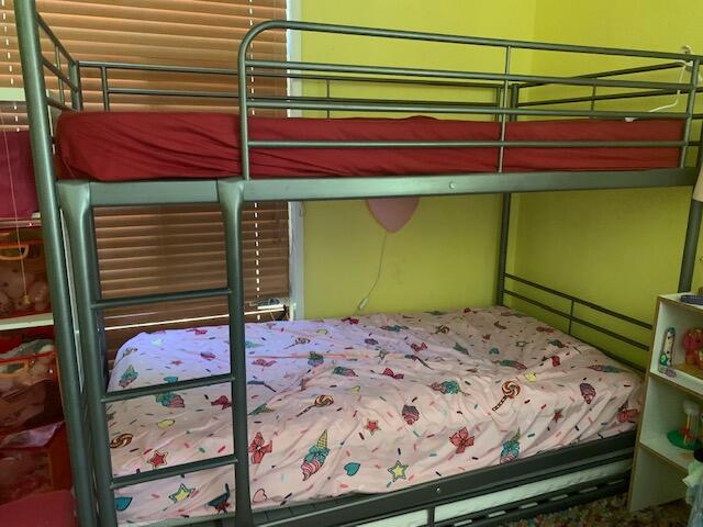 250 Ikea Svarta Grey Metal Bunk Bed And Trundle W 3 Mattresses Nextdoor