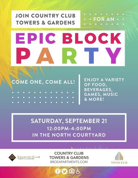 Sep 21 Neighborhood Block Party Country Club Towers And