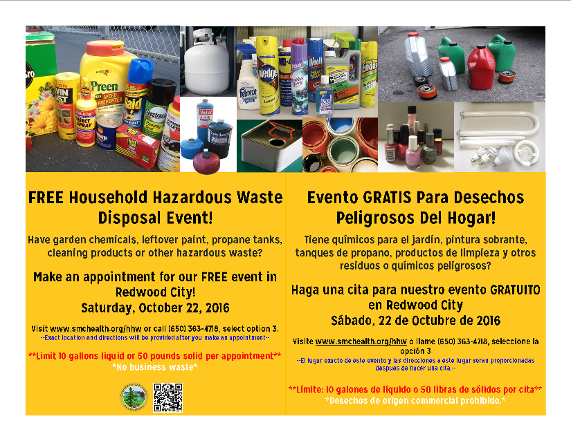 Household Hazardous Waste (HHW) Dropoff Event (Redwood City