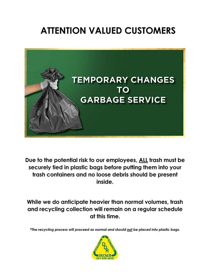 Temporary changes to Garbage Pickup (City of Shoreacres) — Nextdoor — Nextdoor