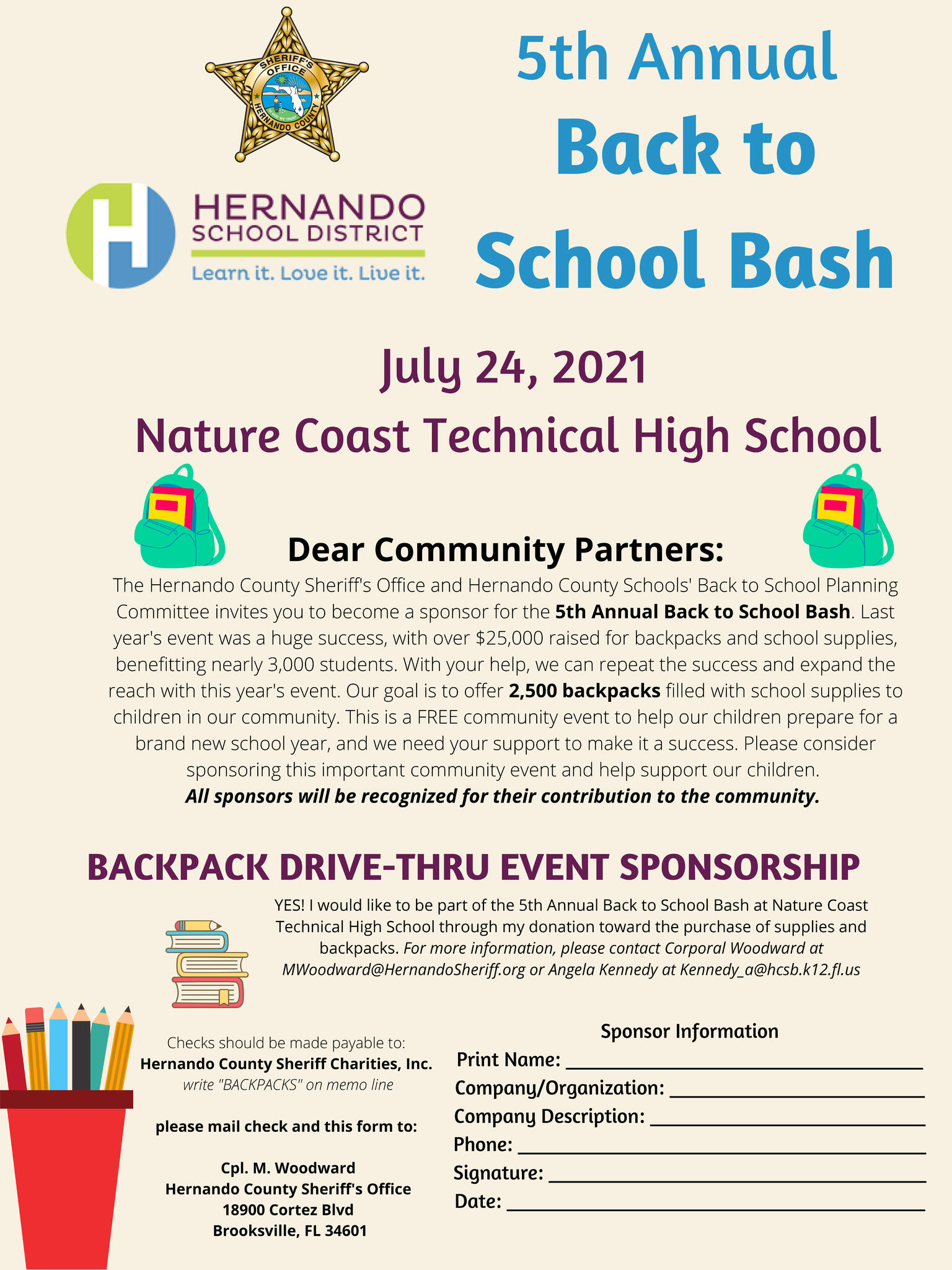 2021 Back to School Bash Sponsored by the Hernando County Sheriff's