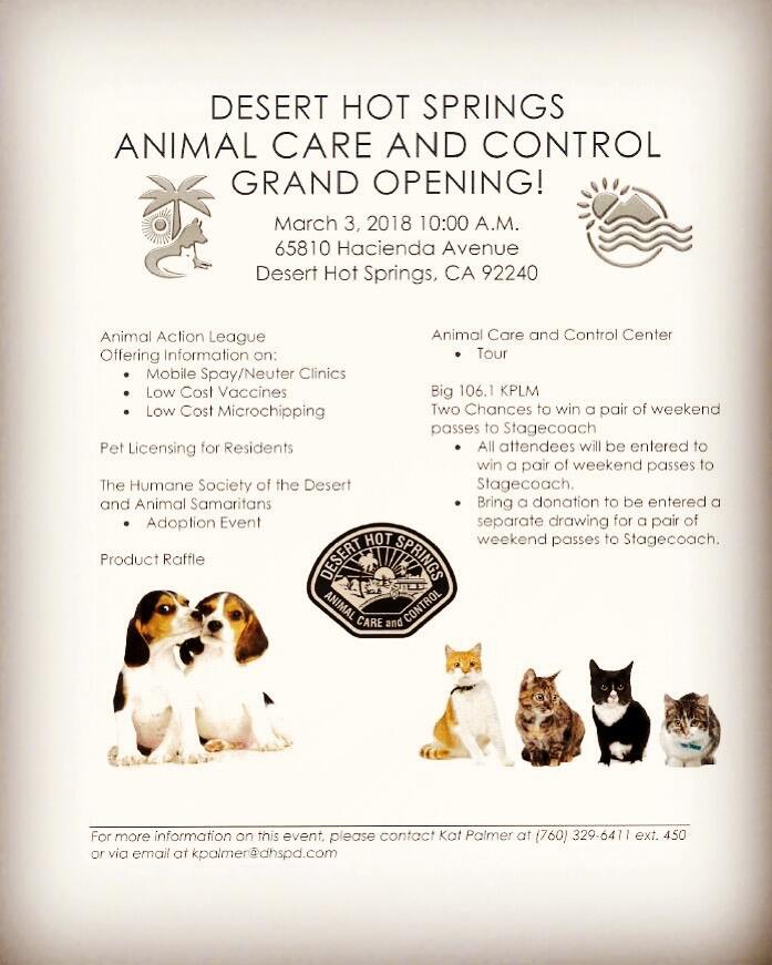 Animal Care And Control Grand Opening Desert Hot Springs Police Department Mdash Nextdoor Nextdoor