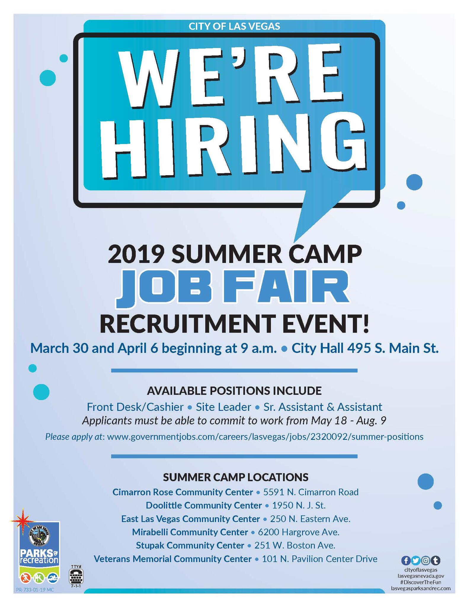 2019 Summer Camp Job Fair City Of Las Vegas Mdash Nextdoor