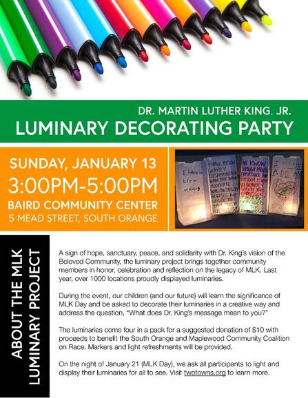 Jan 13 Dr Martin Luther King Jr Luminary Decorating Party