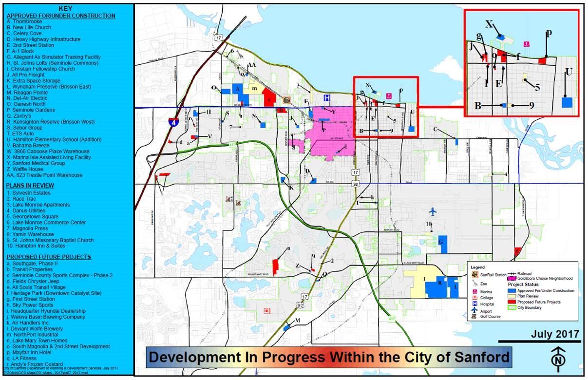 City of Sanford Development in Progress Map (City of Sanford