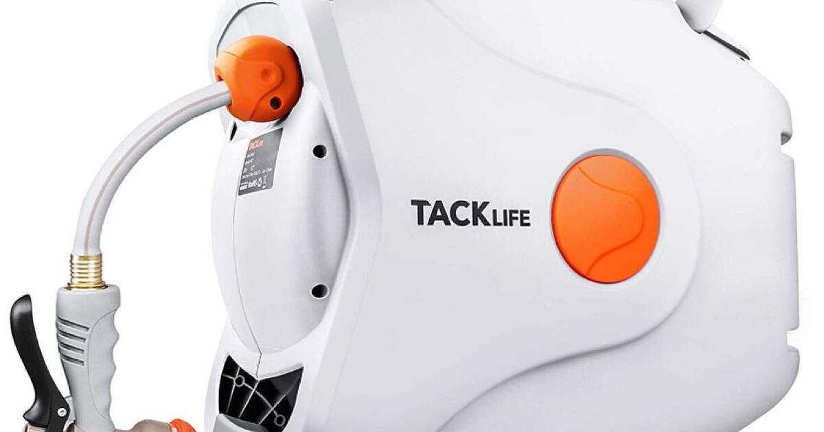 108 · TACKLIFE Retractable Garden Hose Reel 5/8” x 90 FT, Any Length
