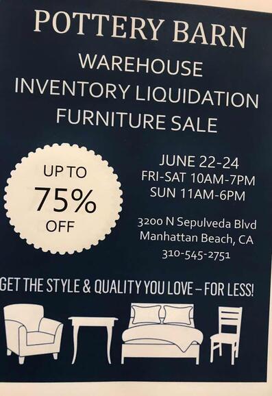 Jun 22 Pottery Barn Manhattan Beach Warehouse Sale Nextdoor