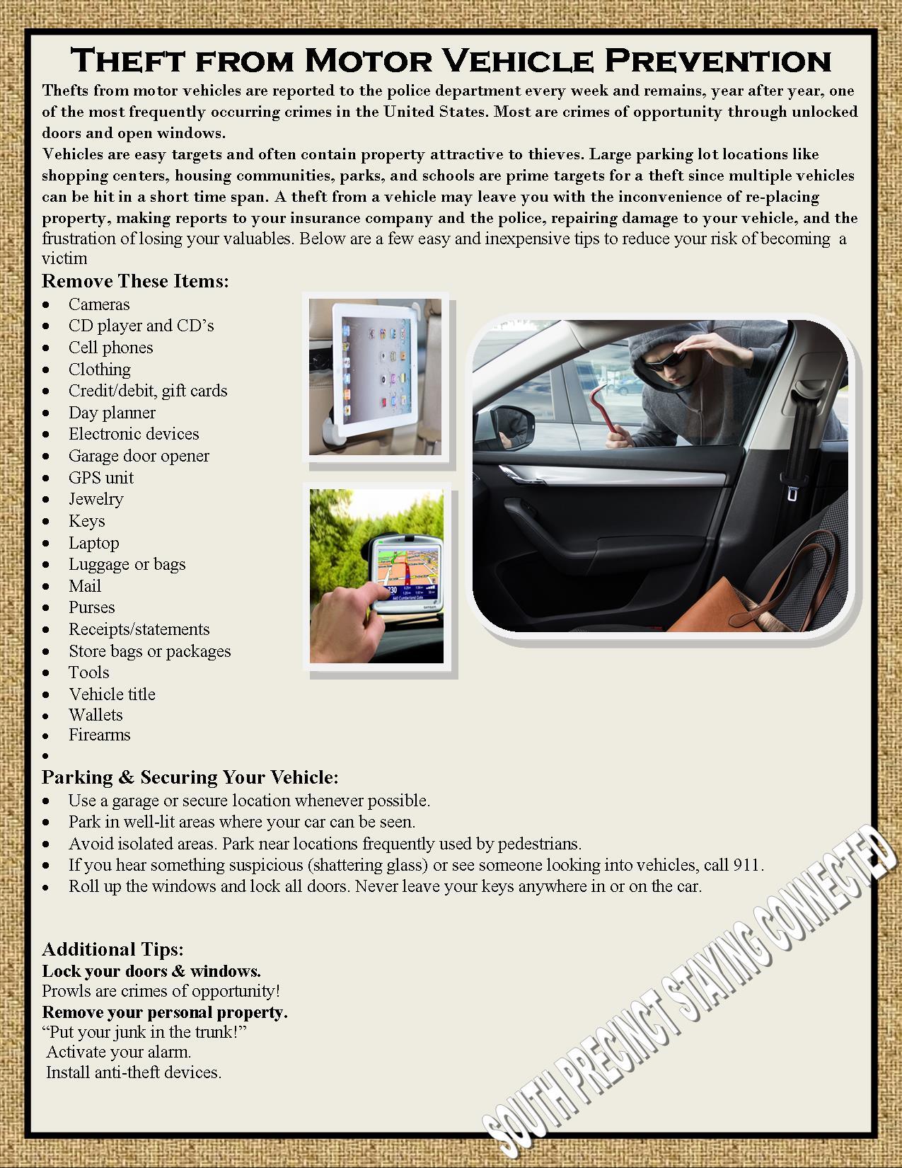 January Tip Of The Month Preventing Theft From Motor Vehicle