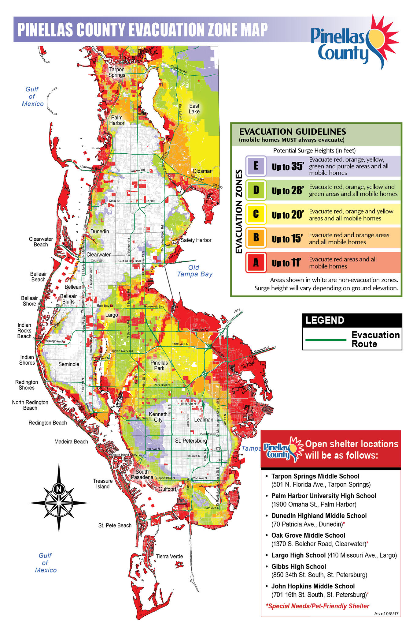 Level A evacuation underway; shelters to open at noon (Pinellas County ...