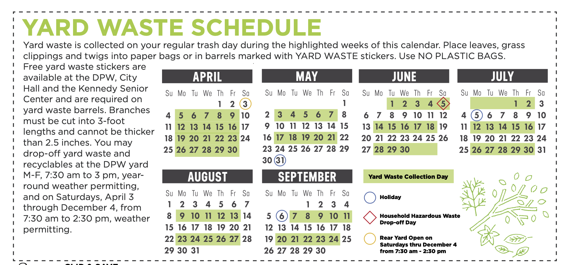2021 Yard Waste Schedule (City of Quincy) — Nextdoor — Nextdoor